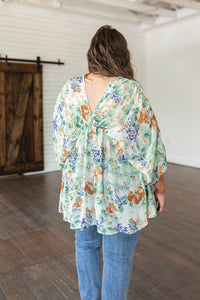 Floral Draped Peplum Top in Ivory * Sample Sale