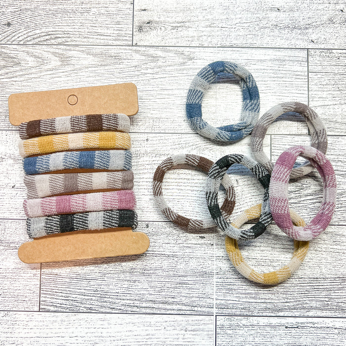 Buffalo Plaid Ouchless Hair Ties - Set of 6