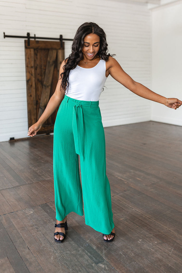 On The Other Side Wide Leg Pants in Green * Sample Sale