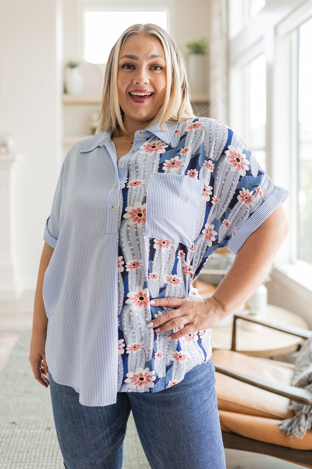 Best Of Both Worlds Button Down Top * Sample Sale