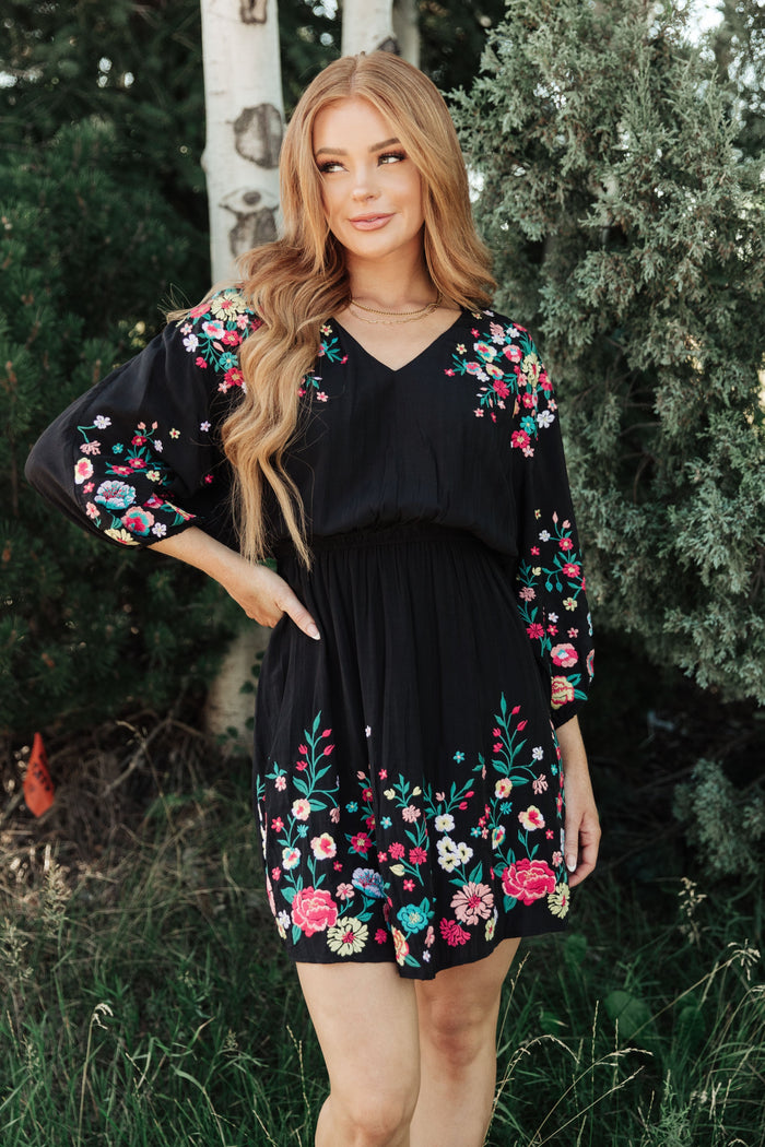 Happy To See You Floral Embroidered Dress *