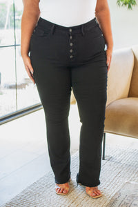 Harriet High Rise Button Fly Bootcut Jeans in Black * Sample Sale *