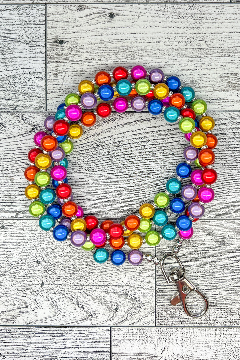 Rainbow Miracle Bead Lanyard or Badge Holder