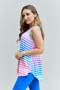 Rainbow Stripes Sleeveless Round Neck Top * Sample Sale